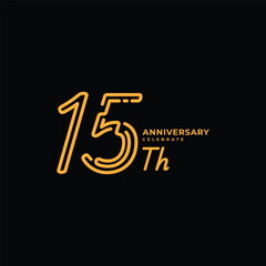 15 Th Anniversary Celebration Flat Line Vector Template Design Illustration