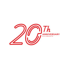 20 Th Anniversary Celebration Flat Line Vector Template Design Illustration
