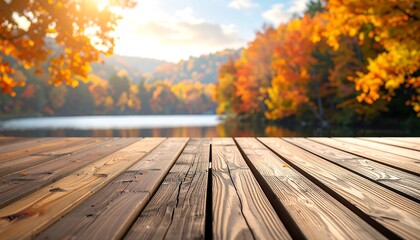 Autumn Serenity - Lakeside View from a Wooden Deck.