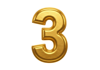 Shiny golden number three symbol for celebrations