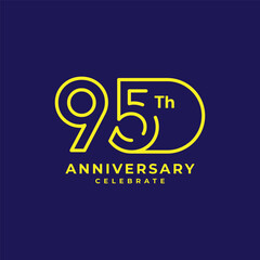 95 Th Anniversary Celebration Yellow and Blue Vector Template Design Illustration