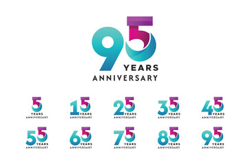 95 Years Anniversary Celebration Gradient Vector Template Design Illustration