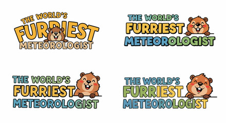 Cartoon meteorologist animal character with transparent background