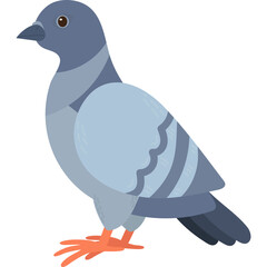 A Detailed Pixel Art Illustration of a Pigeon Bird with Blue Gray Feathers and Orange Legs Standing on a Transparent Background
