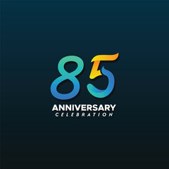85 Th Anniversary Celebration Gradient Vector Template Design Illustration