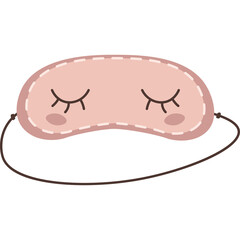 A Pink Sleep Mask With Closed Eyes And Cheeks Detailed With Stitching Isolated On White Background With Soft Lighting