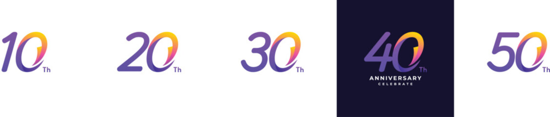 40 Th Anniversary Celebration Gradient Vector Template Design Illustration