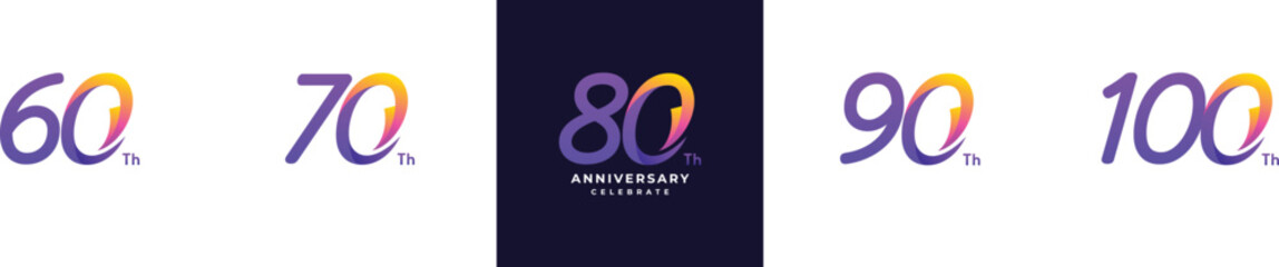 80 Th Anniversary Celebration Gradient Vector Template Design Illustration