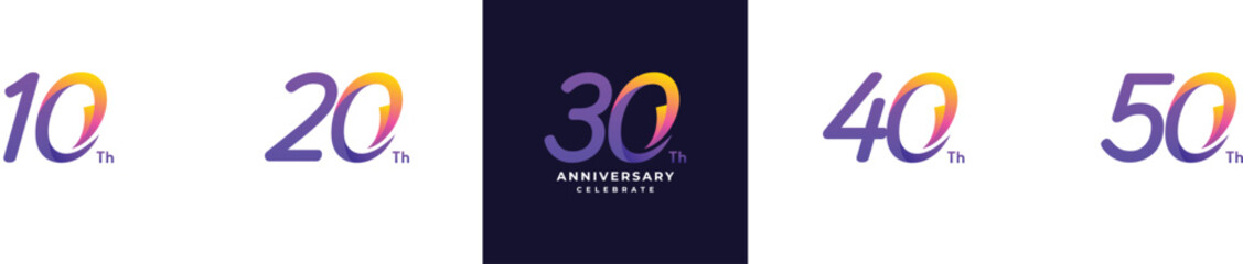 30 Th Anniversary Celebration Gradient Vector Template Design Illustration