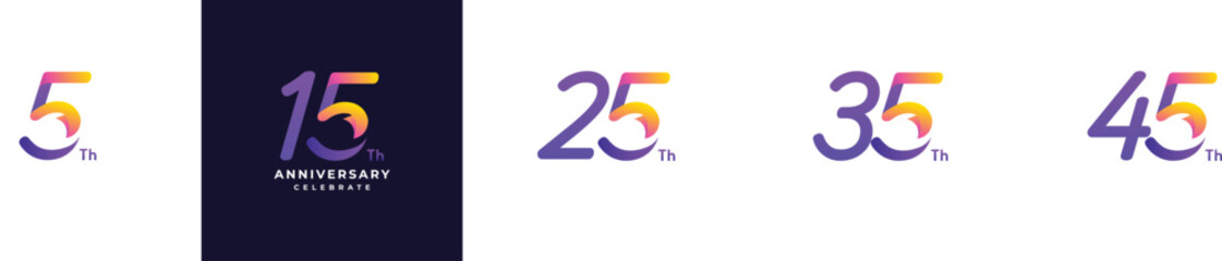 15 Th Anniversary Celebration Gradient Vector Template Design Illustration