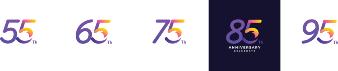 85 Th Anniversary Celebration Gradient Vector Template Design Illustration
