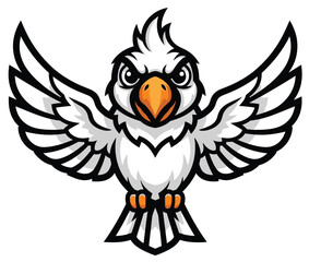 Fototapeta premium Angry White Eagle Cartoon Mascot Vector Illustration