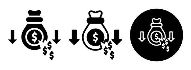 Cost Reduction Icon Collection Glyph & Mixed Style