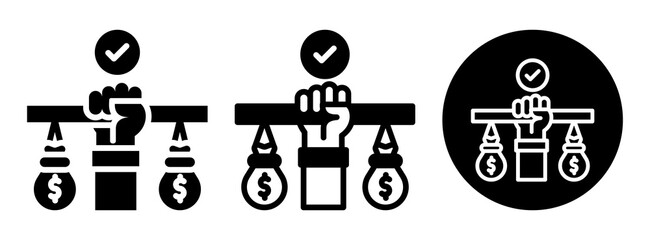 Fair Wages Icon Collection Glyph & Mixed Style