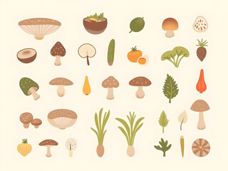 Nutrition Icons Mushroom Set
