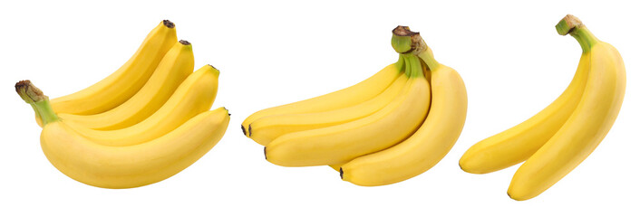 Close-up, Bunch of bananas isolated, transparent PNG, PNG format, cut out, Collection, set