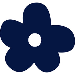A Simple Dark Blue Flower Graphic With A White Center On A Transparent Background Isolated Vector Illustration