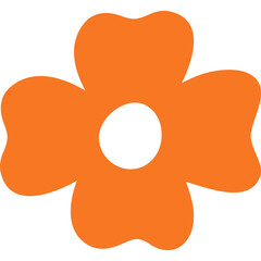 A Simple Orange Four Petal Flower Shape With A White Center On A Transparent Background