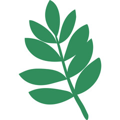 A Simple Green Leaf Branch Icon Against A Transparent Background Perfect For Digital Design And Nature Themes