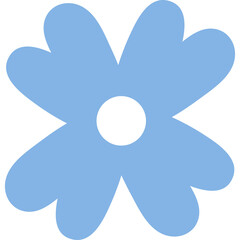A Simple Light Blue Four Petal Flower With A White Center On A Transparent Background Representing Nature And Spring Themes