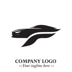 Car Running Fast Logo Symbol in Black on the White Background with Dynamic Speed Design