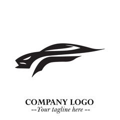 Car Running Fast Logo Symbol in Black on the White Background with Dynamic Speed Design