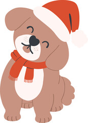 christmas pet vector element in minimal flat design for festive season