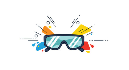 Stylish eyeglasses with colorful abstract shapes creating a lively and modern design perfect for optical services and promotions.