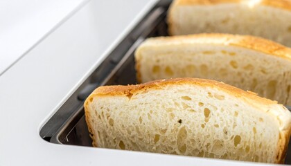 Toasted White Bread Slices in a Toaster Simple Breakfast Food
