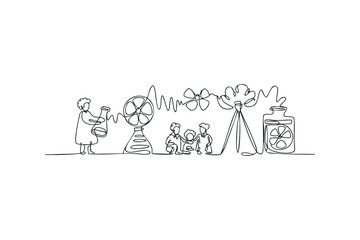 Simple line drawing of a scientist observing scientific experiment
