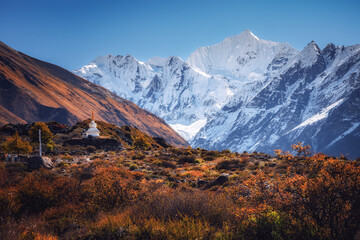 Snow-Capped Himalayan Mountains in Langtang, Nepal
