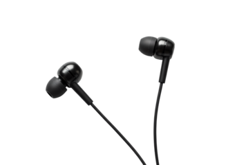 Sleek black earbuds offer immersive audio experience