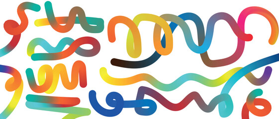 3D wave shape pattern & abstract lines, color gradient rainbow dynamic graphic design element