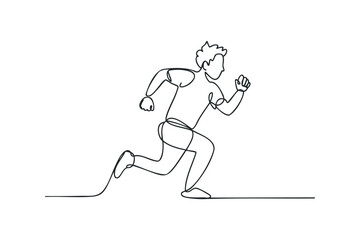 Man jogging in continuous line form