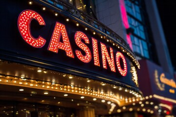 Brightly lit sign advertises a nighttime establishment for entertainment.