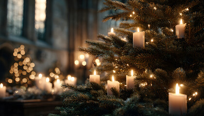 Fototapeta premium Weihnachtsbaum mit Kerzen