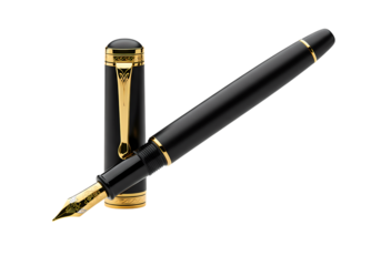 Elegant black and gold fountain pen writing luxury
