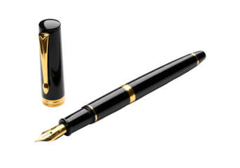 Elegant black gold fountain pen ready for signing contracts