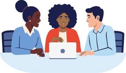 Diverse Group of Professionals Collaborating Around a Laptop