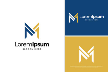 Letter F or M masculine icon, real estate logo design template