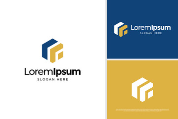 Letter F or M masculine icon, real estate logo design template