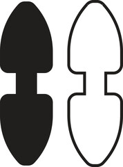Strap connector tab icon set. Detailed collection of industrial fastening parts and mechanical joint components in flat and outline vectors showing connector shapes for engineering and product design.