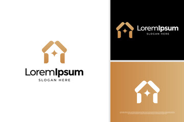 Luxury house hotel real estate concept logo design template