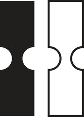 Strap connector tab icon set. Detailed collection of industrial fastening parts and mechanical joint components in flat and outline vectors showing connector shapes for engineering and product design.