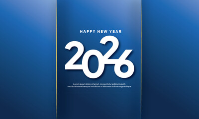 happy new year 2026 text design with blue color background simple minimalist elegant luxury concept illustration for business 