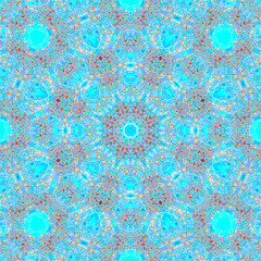 An intricate and colorful kaleidoscope pattern featuring a symmetrical design.