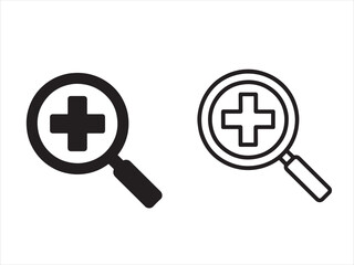 Modern medical symbol with a cross and heartbeat line isolated on transparent background