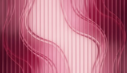 luxurious abstract background with a reeded glass texture in soft pink and rich magenta tones, featuring vertical glossy lines and a smooth reflective surface that conveys elegance and modernity