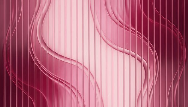 luxurious abstract background with a reeded glass texture in soft pink and rich magenta tones, featuring vertical glossy lines and a smooth reflective surface that conveys elegance and modernity