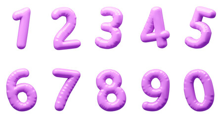 3D画像_風船_数字_紫